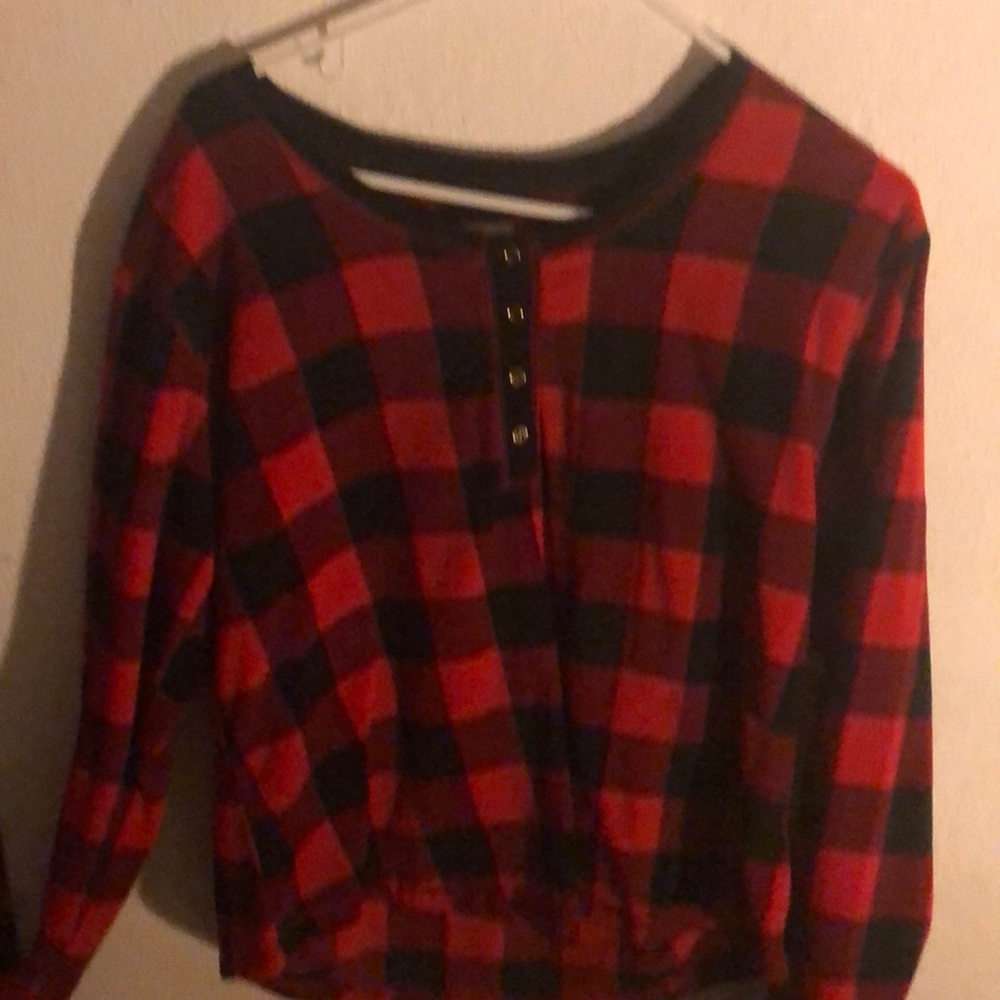 Red plaid pajama shirt